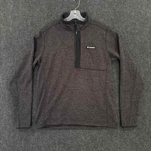 Columbia Sweater Weather Men's Large Charcoal Gray Half 1/2 Zip Fleece Pullover - Picture 1 of 8
